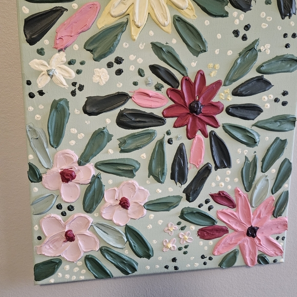 Textured hand made floral painting - Picture 4 of 10